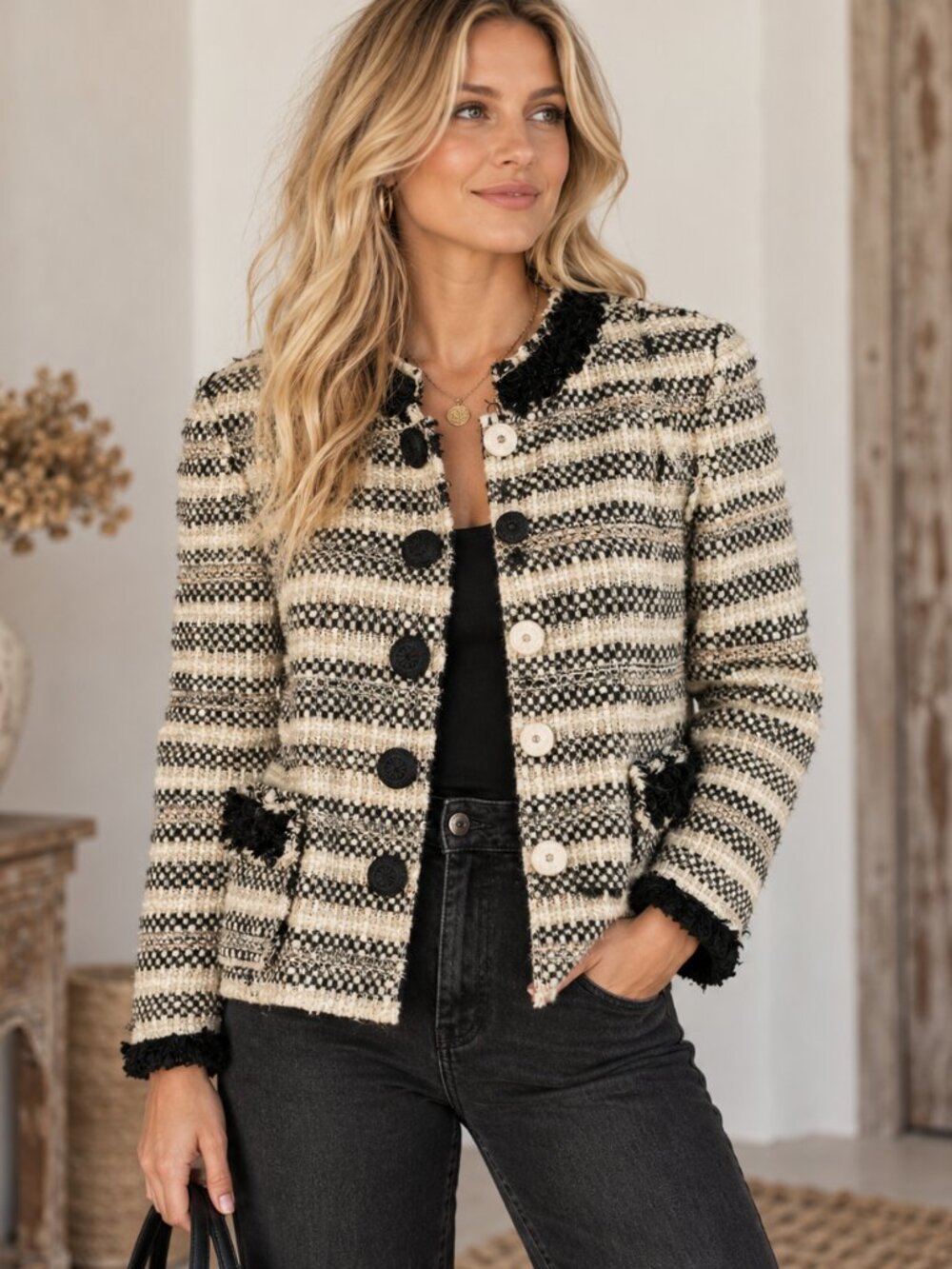 MArc Jacobs Tweed Sequin Detail Classic Blazer 6